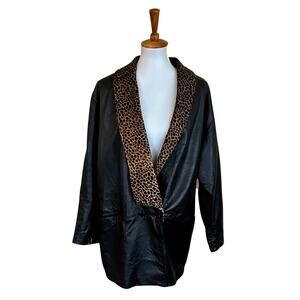 Vintage 80s Dero Enterprises By Rocco Leather Leopard Jacket M